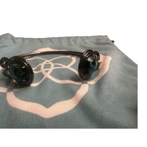 Kendra Scott Andy Pinch Cuff Bracelet Rare Gunmetal Variegated Teal Black‎